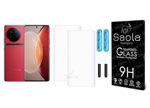 Image of Saola Curved UV Tempered Glass For Vivo X90 Pro+. Comes With UV Light & Glue For Finest Pasting. Edge To Edge Protection With Case Friendly Fit. (Pack Of 2)
