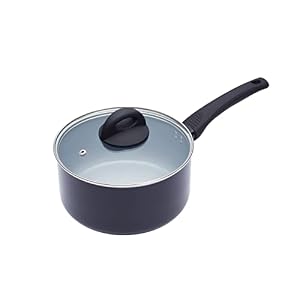 MasterClass Induction-Safe Non-Stick Ceramic Eco Saucepan with PTFE, PFOA and BPA Free Non Stick, 20 cm (8″), Black