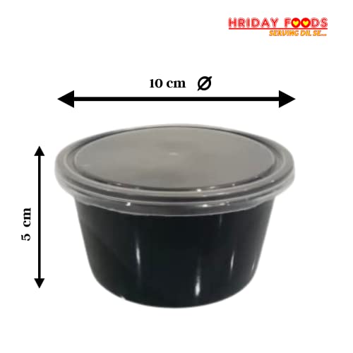 Image of 250ml Round Food Containers with Lids, Set of 25 | Airtight Reusable Plastic Containers | Microwave Safe for Meal Prep, Storage, Takeaway & Food Delivery (Black)