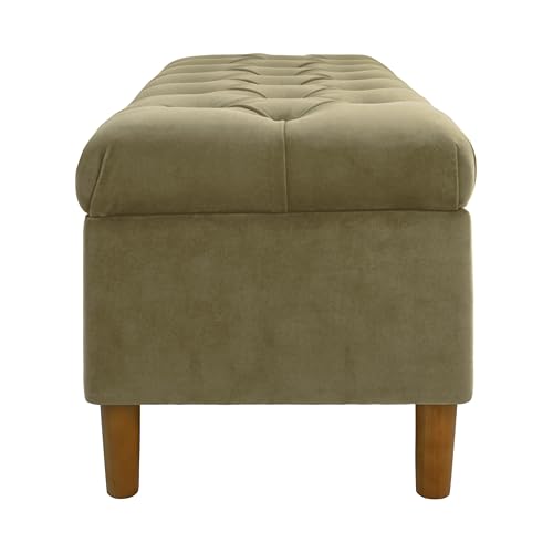 Image of HomePop 40 inch Ainsley Button Tufted Storage Bench - Light Sage Green Velvet