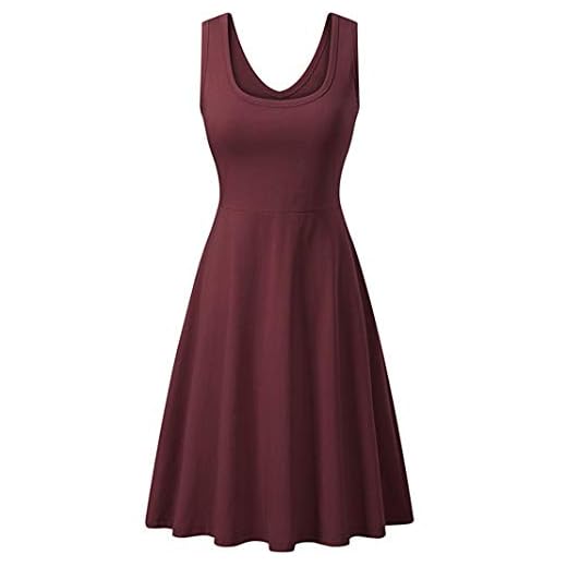 SLYZ Dam 50-tals-60-talssöm rund hals ärmlös stor fåll enfärgad sexig smal kvinnlig klänning, 003, XL