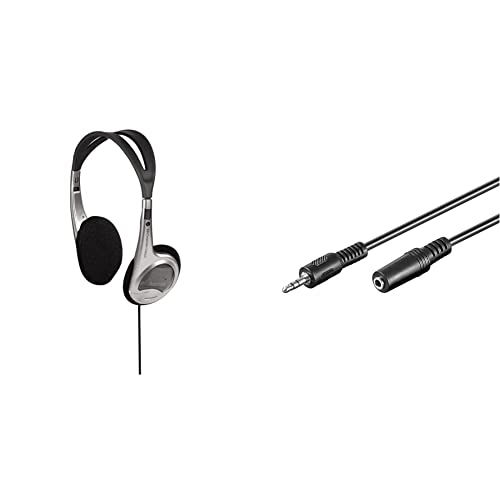 Auriculares estéreo Hama HK-90 plata con cable de audio Goobay de 5 metros