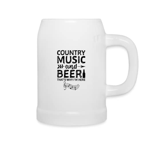 DesignsByJnk5 Bierkrug Unisex Musik | Country Music And Beer That's Why I'm Here Bierseidel Country Musik Spruch | Bier lustige Sprüche Bierglas Geschenkidee Musik