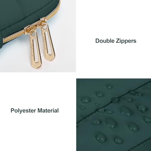 Image of MOSISO 13-14 inch Laptop Case, 13.3 inch Puffy Laptop Sleeve Compatible with MacBook Air 13 13.6 M3 M2 M1 /Pro 13 /Pro 14, HP, Dell, ASUS, Lenovo, Polyester Horizontal Bag with Small Case, Peacock Green