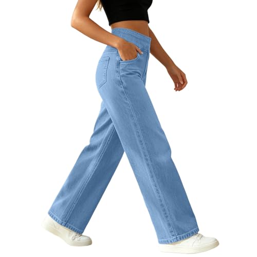 Jean jambe large femme pantalon en jean stretch streetwear baggy décontracté avec poches