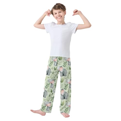 Pajama Bottoms, Pajamas Long Pant Cute Elephant Watercolor Lounge Wear Casual Sleep Pants Soft Pjs Sleepwear3