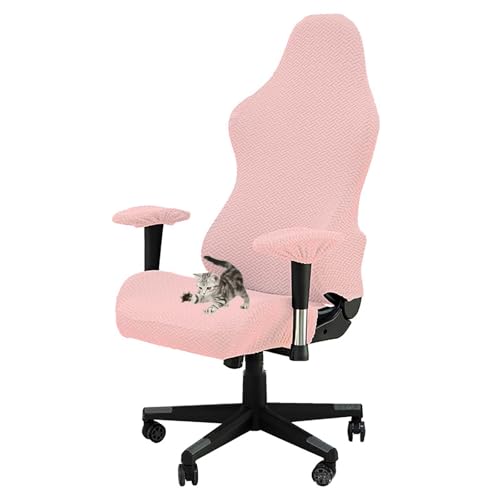 WYLEBER Funda para Silla Gamer,a Prueba de Arañazos de Gato,Universal Elástica Funda para Silla de Juego de Ordenador con Reposabrazos,Lavable a Máquina(Cherry Blossom Pink)