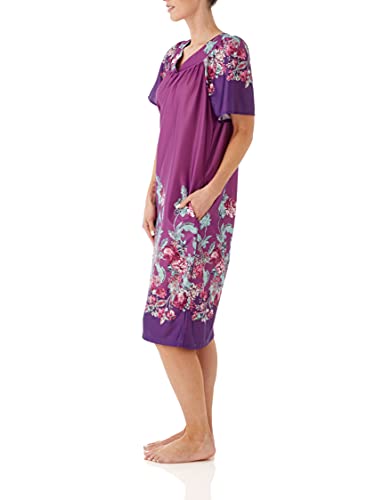Image of AmeriMark Casual Women's Patio Muumuu House Dress Loose Comfortable Short Sleeve Sun Dress Lounger Gown Sleepwear for Ladies