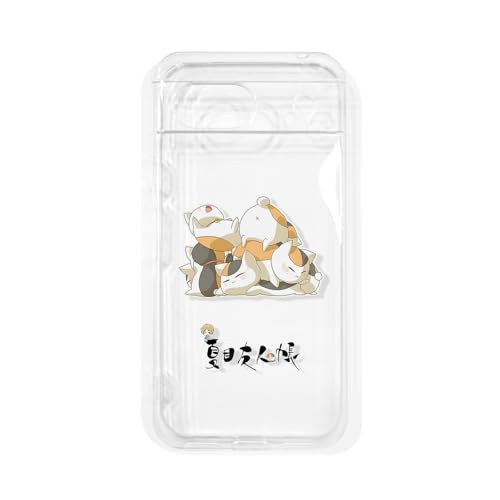 YAAPOLSAY Google Pixel 8a 用 ケース 透明 夏目友人帳 アニメ 漫画キャラクター かわいい ファッション TPU 素材 シンプル 耐衝撃 滑り止め 強力な保護 ソフト ワイヤレス充電対応 薄くて軽い ニャンコ先生 (Google
