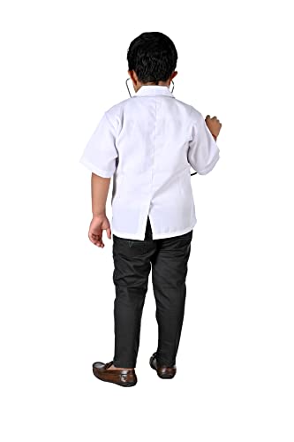 Image of BookMyCostume Doctor Physician White Coat with Stethoscope Medical Professional Community Helper Kids Fancy Dress Costume 2-3 years