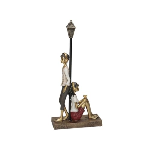 Gissed Figura Decorativa de Pareja bajo Farol, Escultura Artística Vintage, Estatua Romántica de Resina, 30 cm