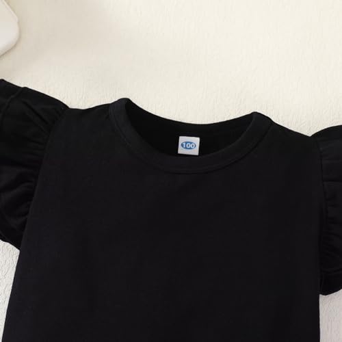 Image of Magic Park 1-14Y Toddler Ruffle T Shirt Girls Solid Color Blouse Kids Girl Short Long Sleeve Tops Casual Tee