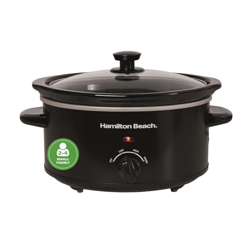 Hamilton Beach 3.5L Comfort Cook Slow Cooker 160W Energy-Efficient Design Removable Oven-Safe Ceramic Bowl 3 Heat Settings Compact for 2-4 People Easy Clean Black - HBSC040B