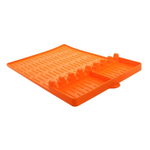 HANABASS Silicone Mat Tool Holder Heat Resistant Griddle Mat Spatula Rest for Kitchen Countertop Pad BBQ Grill Accessory Orange