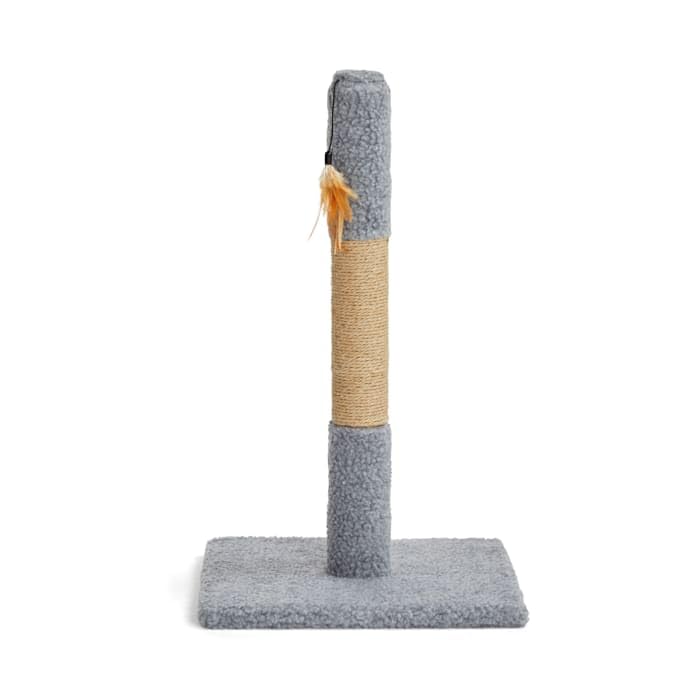 Rascador para gatos con poste de yute y juguete colgante gris 26" miniatura 4