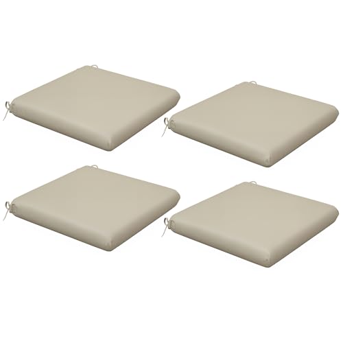 Outsunny Lot de 4 Coussins de Chaise, galettes de Chaise 47 x 47 cm, Rembourrage épais, résistant à la décoloration, Beige