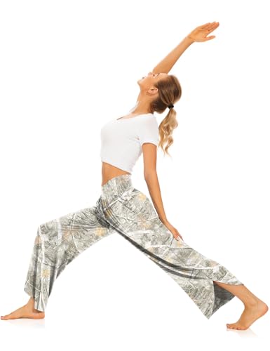 Image of TARSE Women's Wide Leg Yoga Pants Cross High Waist Flowy Split with Pockets | Comfy Lightweight Stretch, Flare Hem Cropped, Loose Dance Pants, Travel & Lounge, Everyday Casual Wear