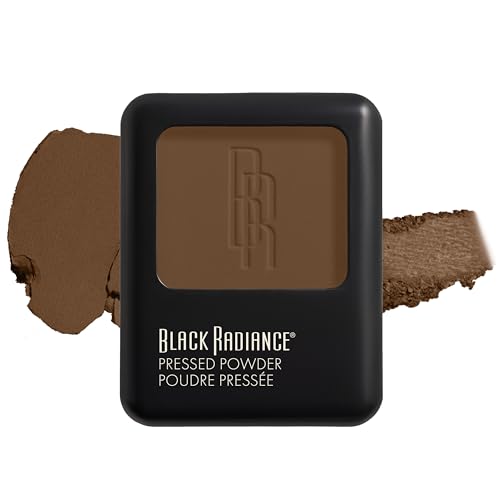 Black Radiance Pressed Powder, Pigment-Rich Matte Finish for Dark to Deep Skin Tones, Oil-Absorbing Compact with Mirror & Sponge - Ebony