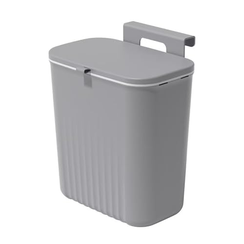 MIMOCASA Cubo de Basura Colgante 9L: Cubo Basura de Plástico con Tapa, para la Puerta del Armario de la Cocina, debajo del Fregadero, el Baño, Contenedor de Compostaje Montado en la Pared Abierto