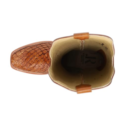 Mens Pirarucu Embroidered Narrow Square Toe Casual Boots Mid Calf - Brown4