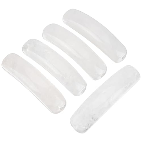 BENECREAT 5Pcs Natural Curved Quartz Crystal Stone Beads, 1.45x0.35Inch Tube Loose Gemstone Beads for DIY Bracelet Necklace Jewelry Making, Hole: 1.4mm