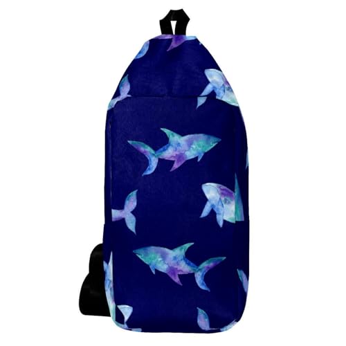 Sac à dos à bandoulière aquarelle galaxie baleine requin 16x36cm
