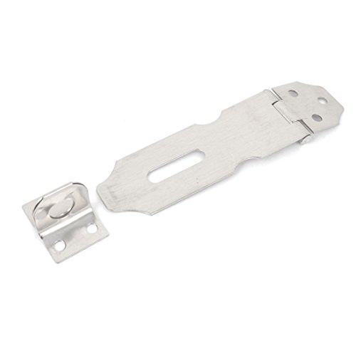 Image of Aexit Hardware Parts Padlocks & Hasps Silver Tone Stainless Steel Window Cupboard Door Padlock Clasp Hasps 4.9 inch Long