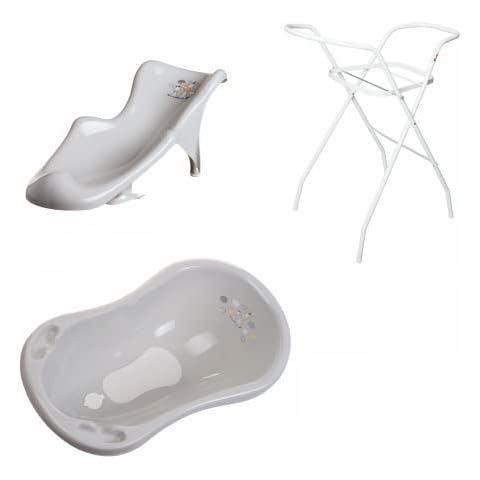 Baby Bathtub with Frame and Bath seat - Different Sets for Newborns with Baby bathtubs + Stand + Drain + Bath seat. Tüv Rheinland Tested! Cover