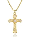 Asdecy Gold Cross Necklaces for Women Cross Necklace 14K Gold Plated with Cubic Zirconia Cross Pendant Necklaces Non Tarnish Waterproof Necklace Simple Minimalist Jewellery