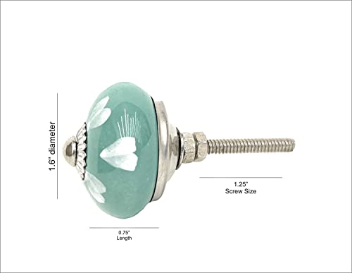 Eleet Assorted Ceramic Cabinet Knobs - Vintage Cabinet Cupboard Door & Drawer Pulls Chrome Hardware (Ceramic Knobs Set Of 20, Green & White) #TOP2