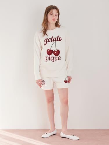P*y様 ♡gelato pique woman♡ gelato pique PWNT261100 Women's Baby Moko Cherry Jacquard Pullover