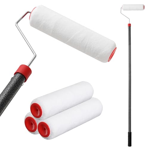 Starbover Rodillo de pintura largo extensible de 121 cm, rodillos largos de esponja para pintar, juego de rodillos de pintura brillante, herramientas de decoración para paredes y techos, juego de