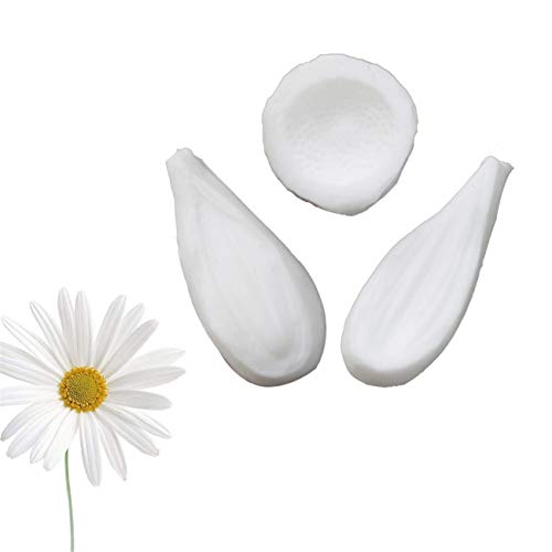 おしゃれな ケーキデコレーション フォンダン モールド チョコレートモールド 和菓子にも 多用途シリコーン型 耐熱 シリコーントレー 鋳型 シリコン製 モールド 雑貨 プレゼント(3PCS デイジー 花びらとしべ)