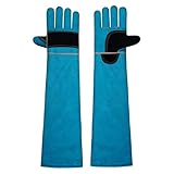 Guishop-EU Anti-Bite Guantes de protección de trabajo, guantes de jardinería de piel de vaca, antiarañazos, aptos para bañarse, jugar y entrenar perros, gatos, pájaros, lagartos y otros reptiles