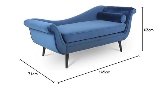 Image of 2 Seater Rosewood Chaise Lounge Couch Sofa with Velvet Fabric for Living Room, Bedroom & Office