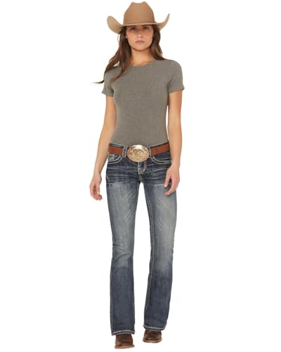 Stetson Women's 816 Fit White S Stitch Bootcut Jeans Denim 8 L