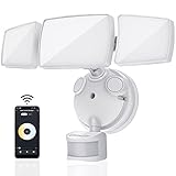 Ustellar 50W Smart Outdoor LED Security Light Tunable White 2700K-6500K 3 Head Motion Sensor Exterior WiFi Flood Light Waterproof Alexa Warm Floodlight Outside Spotlight for Backyard House Yard Patio