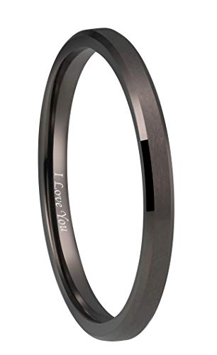 Alliance en tungstène noir 2 mm anneau brossé mat taille 4 à 17