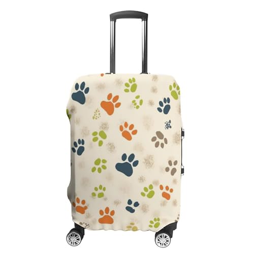 Housse de bagage élastique XL blanche à motifs empreintes de pattes de chat et chien
