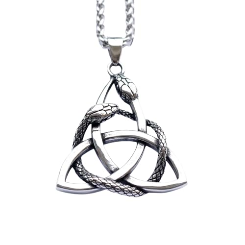 Collier pour homme pendentif serpent nordique viking ne noircit pas avec nœud celtique durable