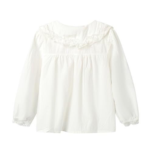 Mud Kingdom Little Girls Lace Shirt Button Down Blouse Peter Pan Collar Long Sleeve Casual2