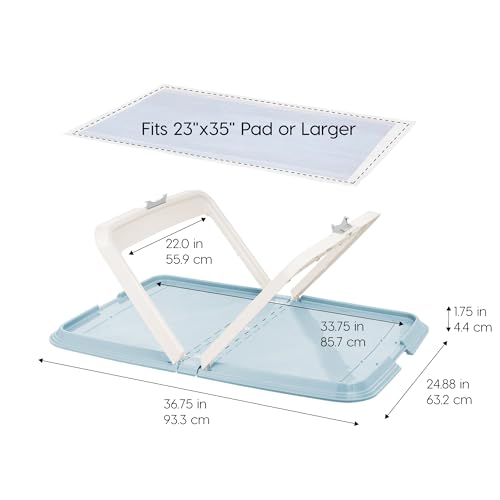 IRIS-USA-Pee-Pad-Holder-XL-Marking-and-Leg-Lifting-Dog-Pad-Holder-Foldable-Secured-Latches-Non-Skid-Rubber-Feet-High-Polish-Finish-for-Easy-Cleaning-Fits-23×35-Pad-or-Larger-Blue IRIS USA Pee Pad Holder XL Marking and Leg Lifting Dog Pad Holder Foldable Secured Latches Non Skid Rubber Feet High Polish Finish for Easy Cleaning Fits 23×35 Pad or Larger Blue
