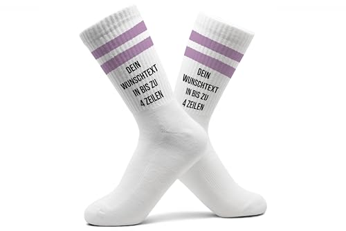 Socken Wunschtext Tennissocken Dein Text I Bedruckte Tennissocken selbst bedrucken - 37-41 - Pastell Lila - personalisierte sportsocken customized socks personalisierbar selber strümpfe