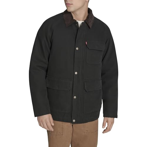 Levi's Men's Cotton Barn Jacket with Corduroy Collar, Black Canvas, XX-Large - image 1