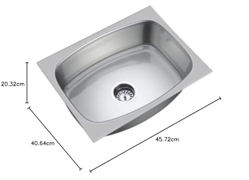 Image of CLUSTER 304 Grade Stainless Steel Single Bowl Glossy Finish Kitchen Sink | 16x18x8 Inch | With Coupling And Pipe | 8 Year Wrranty