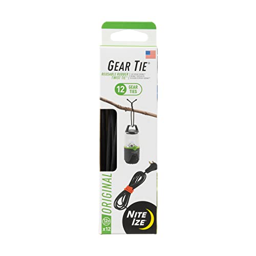 Nite Ize Gear Tie Original ProPacks - Reusable Rubber Twist Ties for Indoor & Outdoor Use - Bendable Wire Interior - Durable Rubber Exterior - Secure Grip - Black 12 (12 Pack)