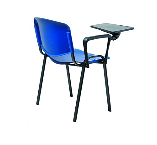 GALIZIA Sedia per CONFERENZA con SCRITTOIO, Telaio in Acciaio Verniciato Nero, Sedile E Schienale in PLASTICA Resistente Colorata, Portata Max 120KG, (1)