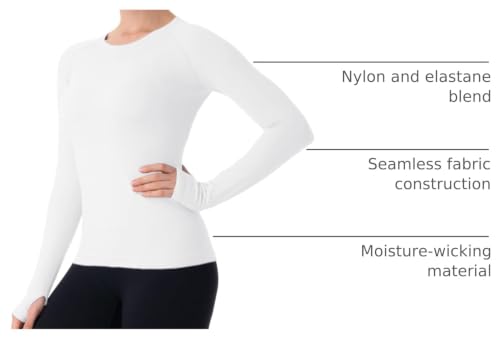 Image of MathCat Seamless Workout Shirts for Women Long Sleeve Yoga Tops Sports Running Shirt Breathable Athletic Top Slim Fit XS-XL