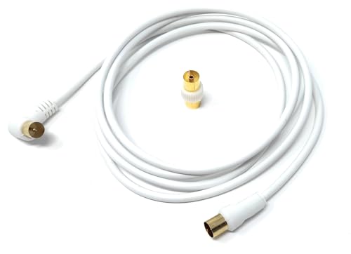 DRUT 2m TV RF Right Angle Male to Male Aerial Antenna Coaxial Cable With Female to Female Coupler Gold Connectors 75 ohm - Image 2