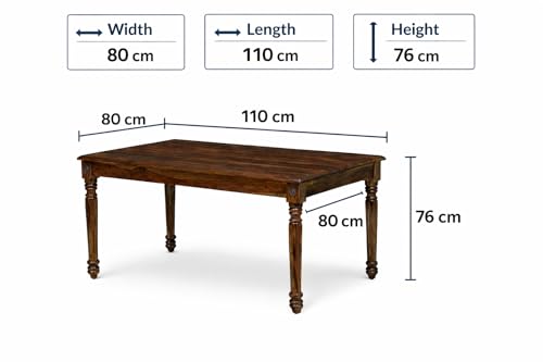 Image of Solid Sheesham Wood Dining Table Set, 4 Seater, with 2 Chairs and 1 Bench, Honey Finish, for Dining Room and Hotel